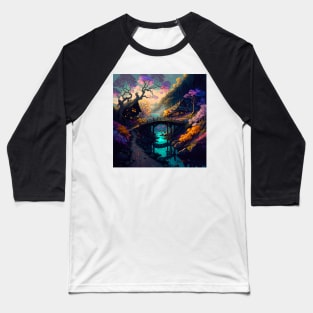 Fantasy Valley Colorful Drawing Illustration Baseball T-Shirt